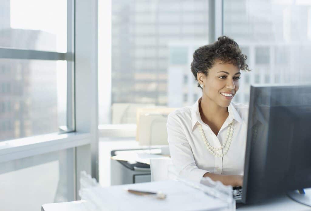 Businesswoman going through her daily routine