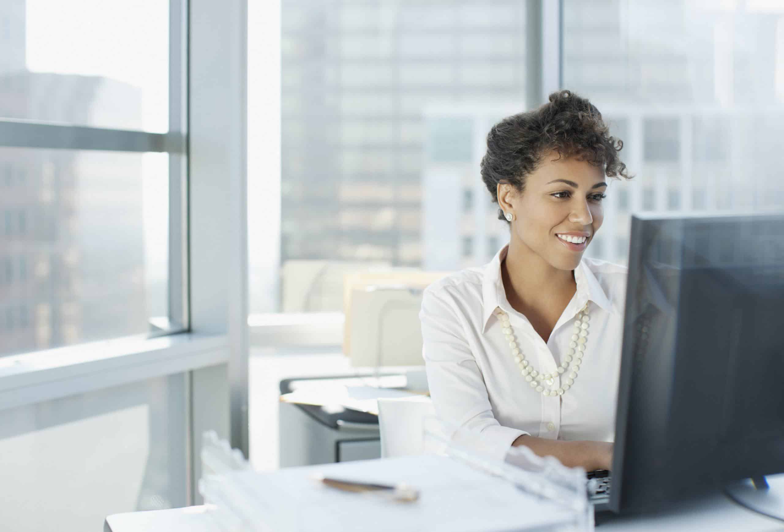 Businesswoman going through her daily routine